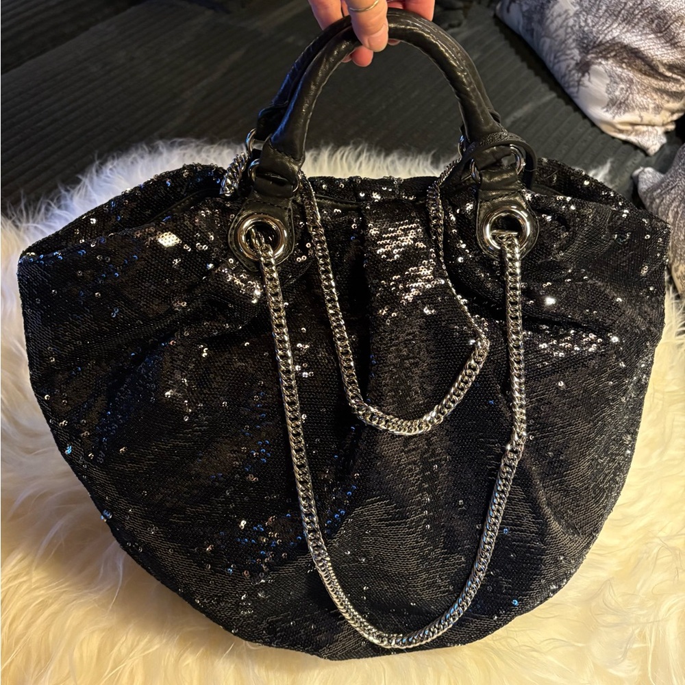Oryany Wendy Black Sequin Shoulder Hand Bag Purse New